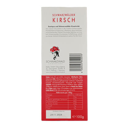 Schwarzwald Chocolade, Schwarzwälder Kirsch 0,1 kg