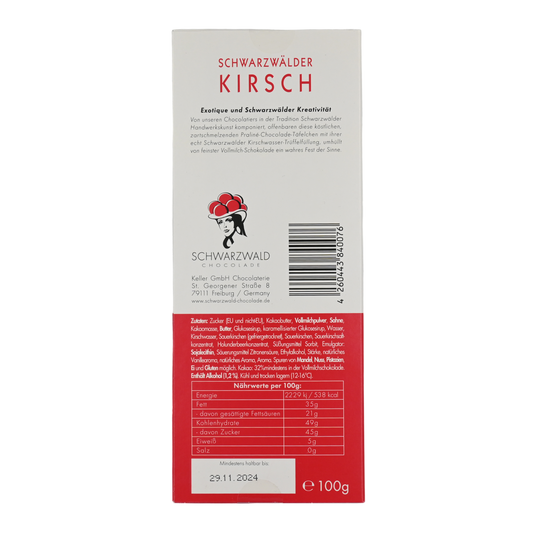 Schwarzwald Chocolade, Schwarzwälder Kirsch 0,1 kg